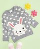 Pantaloons Baby Full Sleeves Bunny & Polka Dots Printed Sweater - Grey