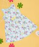 Pantaloons Baby Cotton Lycra Sleeveless Floral Printed Bow Applique Dress - Baby Blue