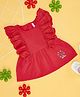 Pantaloons Baby Cotton Flutter Sleeves Schiffli Embroidered Top - Fuchsia Pink