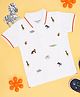 Pantaloons Baby Cotton Half Sleeves Animals Embroidered Polo Tee - White