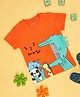 Pantaloons Baby Cotton Half Sleeves Dinosaur Printed Tee - Orange