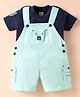 Dapper Dudes Embosis Hosiery Typography Printed Dungaree With Half Sleeves Tee - Green