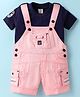 Dapper Dudes Embosis Hosiery Solid Dungaree With Half Sleeves Tee - Peach