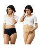 Morph Cotton Spandex Pack Of 2 Solid Maternity Hygiene Panties - Navy Blue & Skin