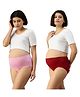 Morph Cotton Spandex Pack Of 2 Solid Maternity Hygiene Panties - Light Pink & Maroon