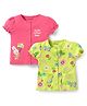Babyoye 100% Cotton Interlock Knit Puffed Sleeves Floral Printed Jhablas With Eco Jiva Finish Pack Of 2 - Pink & Lime Green