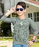 MASHUP Cotton Lycra Full Sleeves Pane Cero Text & Camouflage Printed Tee - Green