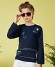MASHUP Cotton Full Sleeves Typography Printed Tee - Navy Blue