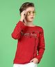 MASHUP Cotton Full Sleeves Typography Printed Tee - Red