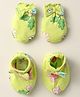 Babyoye 100% Cotton Interlock Knit Mittens & Booties Set With Floral Print - Yellow