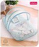Babyhug 100% Cotton Digital Print Mattress Set with Mosquito Net Elephant Print - Blue