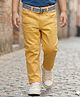 Babyhug Denim Full Length Washed Jeans With Stretch & Belt - Yellow