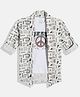 Charchit Cotton Blend Rise High Text Printed Tee & Full Sleeves Jacket Set - Brown