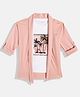 Charchit Cotton Blend Beach Theme Printed Tee With Full Sleeves Jacket Set - Peach