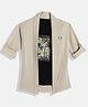 Charchit Cotton Blend Beach Theme Printed Tee With Full Sleeves Jacket Set - Cream