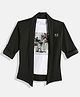 Charchit Cotton Blend Beach Theme Printed Tee With Full Sleeves Jacket Set - Dark Green