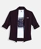 Charchit Cotton Blend Ocean Sunshine Text Printed Tee & Full Sleeves Jacket Set - Maroon