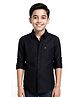Charchit Cotton Full Sleeves Solid Shirt - Black