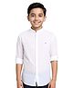 Charchit Cotton Blend Solid Full Sleeves Shirt - White