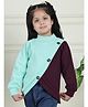 Mini & Ming Fleece Full Sleeves Colour Blocked Sweatshirt - Turquoise Blue