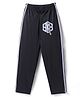 Taeko Single Jersey Knit Full Length Track Pant with Text Print & Tape Detailing - Black