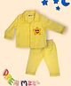 TIPPY TOP Pure Cotton Woven Full Sleeves Striped Printed & Star Patch Detailed Coordinating Night Suit Set - Yellow