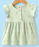 Zero Sinker Knit Frill Sleeves Frock With Umbrella & Heart Print - Light Green