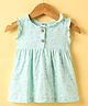 Zero Sinker Knit Frill Sleeves Frock With Bunny Print - Aqua Blue