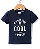 Ollypop Sinker Knit Half Sleeves T-Shirt with Its Not Easy Text Print - Navy Blue