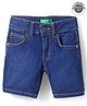 UCB Woven Above Knee Length Solid Color Shorts - Blue