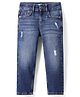 UCB Cotton Woven Full Length Solid Color Distressed Jeans - Blue