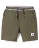 UCB Cotton Woven Above Knee Length Solid Color Shorts with Brand Logo Patch - Olive Green