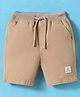 UCB Cotton Woven Above Knee Length Solid Color Shorts with Brand Logo Patch - Beige
