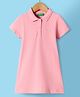UCB Cotton Knit Half Sleeves Collared Solid Color Frock - Light Pink