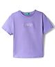 UCB Cotton Knit Half Sleeves T-Shirt With Text Embroidery - Purple