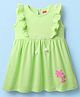 Babyhug Cotton Knit Sleeveless Frock With Tree Print - Light Green