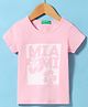 UCB Cotton Knit Half Sleeves T-Shirt with Floral Print - Light Pink