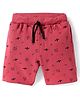 Evimo Single Jersey Knit Knee Length Shorts with Airplane - Red