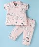 Evimo Single Jersey Knit Half Sleeves Co-Ords Night Suit Koala Print - Peach