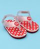 Babyoye Velcro Closure Flip Flops With Polka Dots Print - Red