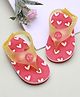 Babyoye Velcro Closure Flip Flops With Hearts Print - Red & Yellow.