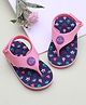 Babyoye Velcro Closure Flip Flops With Hearts & Stars Print - Pink & Navy Blue