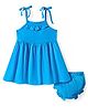 Babyhug Single Jersey Knit Sleeveless Solid Frock With Bloomer - Turquoise Blue