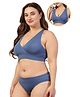 Zelena 90% Cotton 10% Elastane Non-Wired Maternity Nursing Bra With Adjuster - Blue