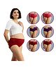 Morph Cotton Spandex Pack Of 6 Solid Maternity Hygiene Panties - Maroon Magenta & Dark Pink