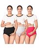 Morph Cotton Spandex Pack Of 3 Solid High Waist Maternity Belly Panel Panties - Black Grey & Dark Pink