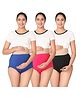 Morph Cotton Spandex Pack Of 3 Solid High Waist Maternity Belly Panel Panties - Royal Blue Dark Pink & Black