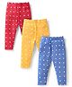 Babyhug Cotton Lycra Full Length Leggings With Polka Dots Print Pack Of 3 - Blue Red & Yellow