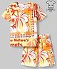 OLLINGTON ST. 100 % Cotton Knit Half Sleeves Nature Printed Co-ords T-Shirt & Shorts Set - White
