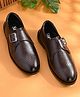 Stefens Solid Monk Shoes With Buckle Closure - Brown